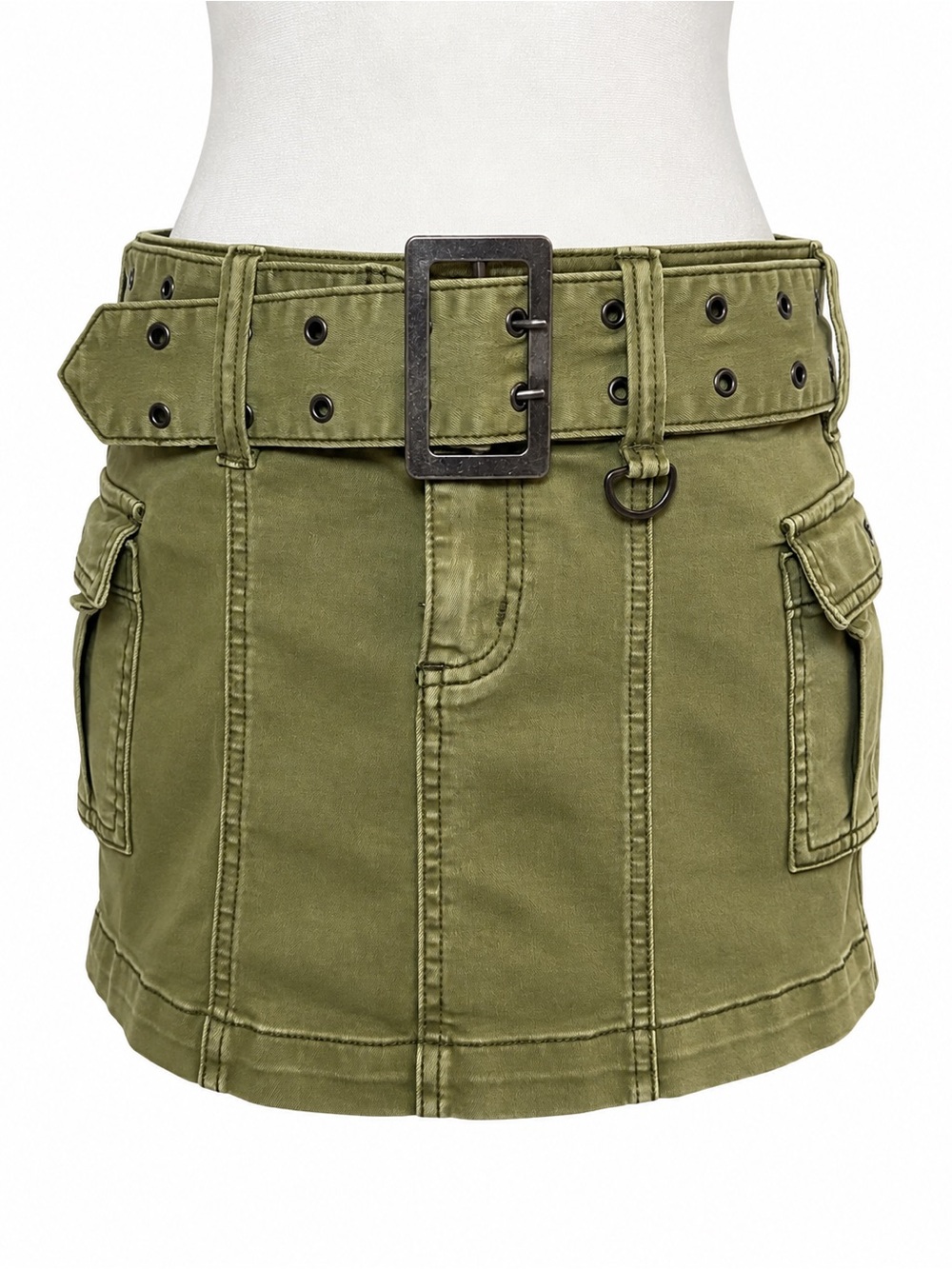 Urban Outfitters Joan Olive Green Belted Cargo Micro Mini Skirt M